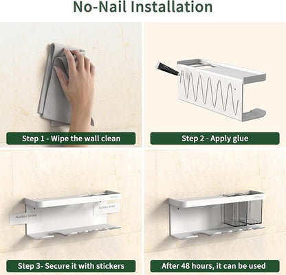 Hair Dryer Holder Wall Mounted Adhesive/Drilling, Hair Dryer Storage Organizer - Image 6