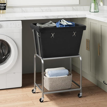 ELYKEN Laundry Cart with Wheels, Rolling Laundry Hamper with Removable Bag and - Image 2