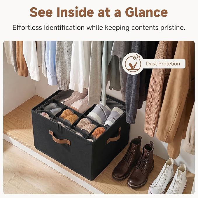 StorageWorks Shoe Organizer for Closet, Foldable Shoe Storage Box - Image 4