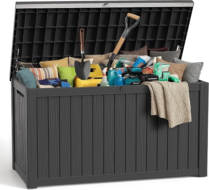 280 Gallon Large Deck Box, Resin Outdoor Storage Box by OutdoorLivingPerfected