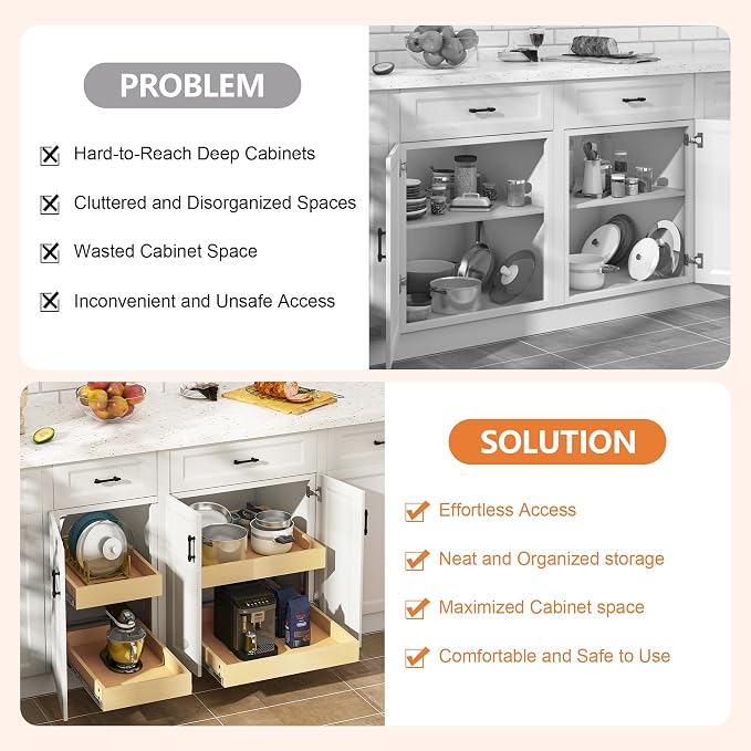 WelFurGeer 2-Tier Pull Out Cabinet Organizer - Image 4
