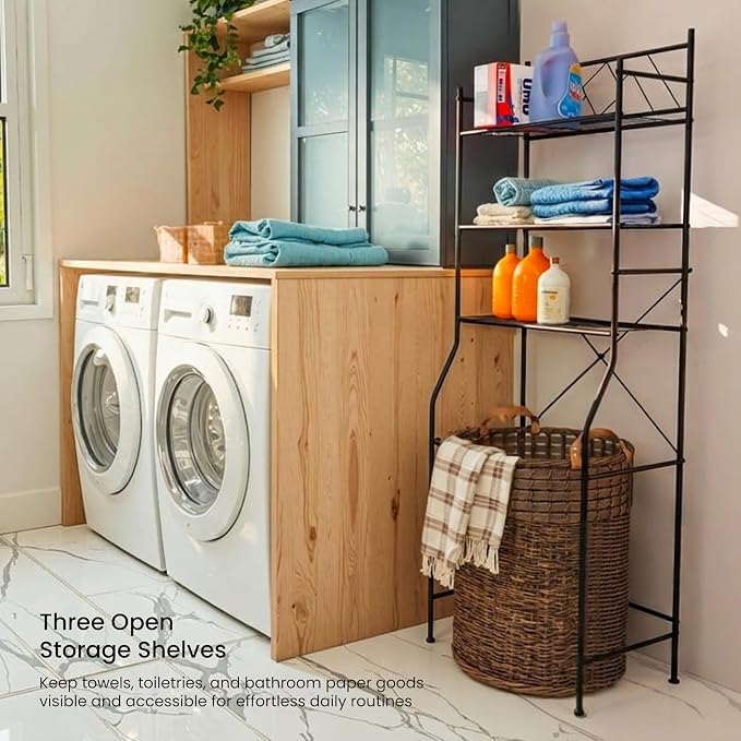Home Zone Living Over-the-Toilet Bathroom Storage Cabinet Organizer | - Image 5