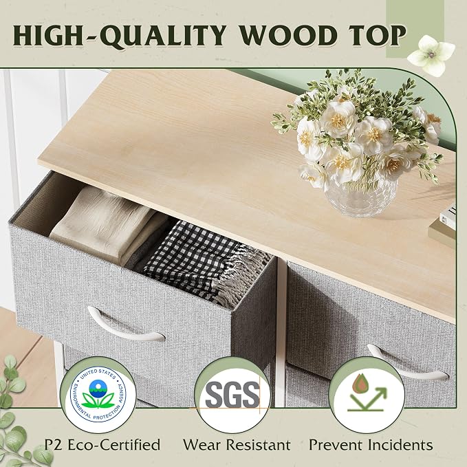 WLIVE Dresser for Bedroom with 6 Drawers, Light Grey | Closet Dresser, Metal - Image 7