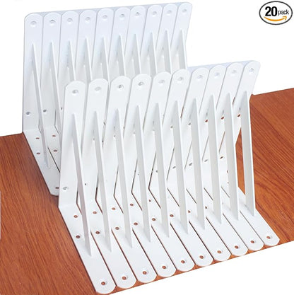 20 Pack L8 x H 6" White Heavy Duty Shelf Brackets by MHMYDZ