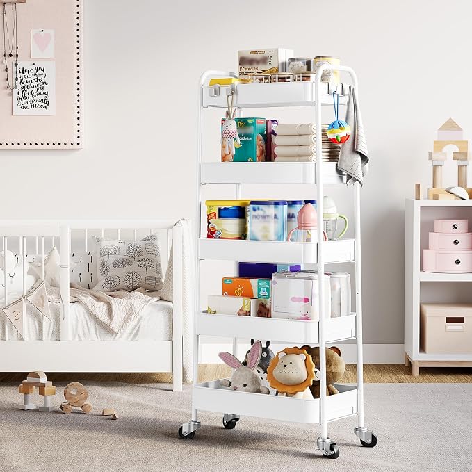 TOOLF 5-Tier Metal Rolling Cart - Image 8