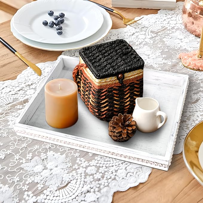 Wooden Decorative Tray, Rectangular Serving Tray - Image 3