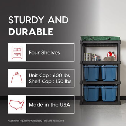 IRIS USA 4-Shelf Heavy Duty Plastic Storage Shelves, 600lb Capacity, Large - Image 4