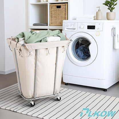 PLKOW Laundry Basket with Wheels 120L Heavy-Duty Laundry Cart with Removable - Image 6