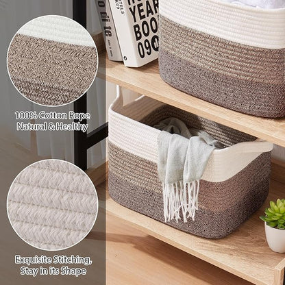 Storage Basket for Organizing, Woven Baskets for Storage, Rectangle Decorative - Image 3