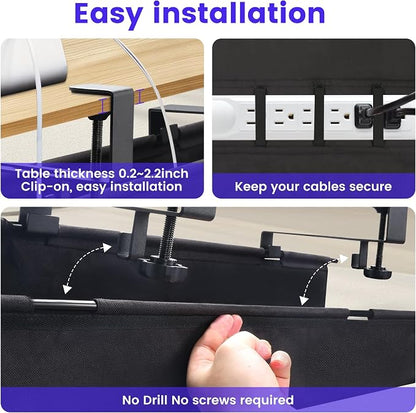 Under Desk Cable Management Tray, Clamp-On Cord Organizer，No Drilling Required - Image 2