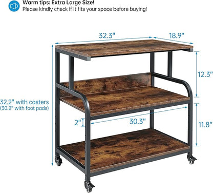 32.3" Wide Extra Large Printer Stand, 3 Tier Printer Table - Image 2
