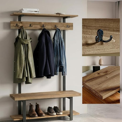 Pomona Solid Wood Entryway Hall Tree - Image 6