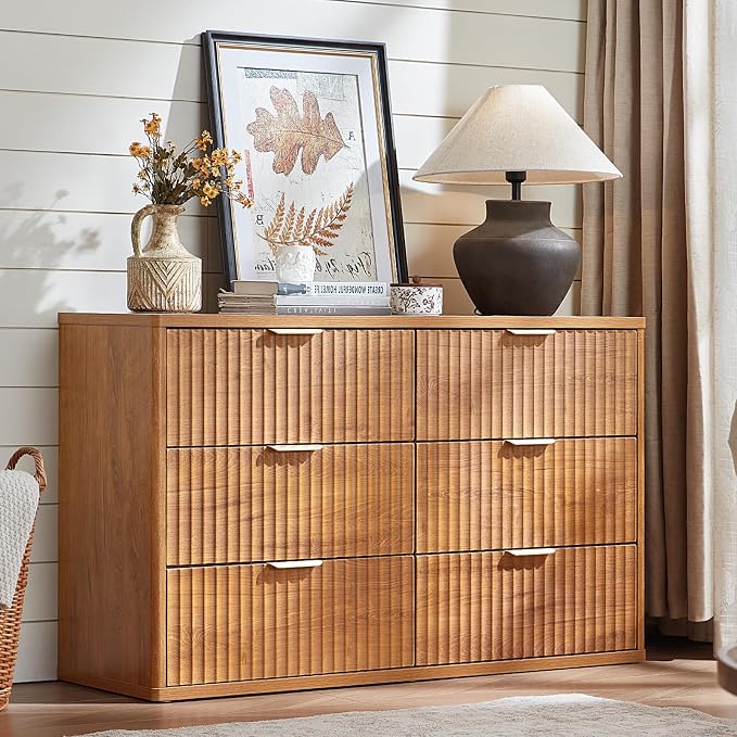 LEYAOYAO Fluted 6 Drawers Dresser, Curved Profile Design, Dresser TV Stand by LEYAOYAO-Findtheshiningpointofyourideallife%EF%BC%81