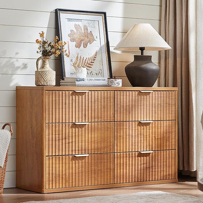 LEYAOYAO Fluted 6 Drawers Dresser, Curved Profile Design, Dresser TV Stand by LEYAOYAO-Findtheshiningpointofyourideallife%EF%BC%81