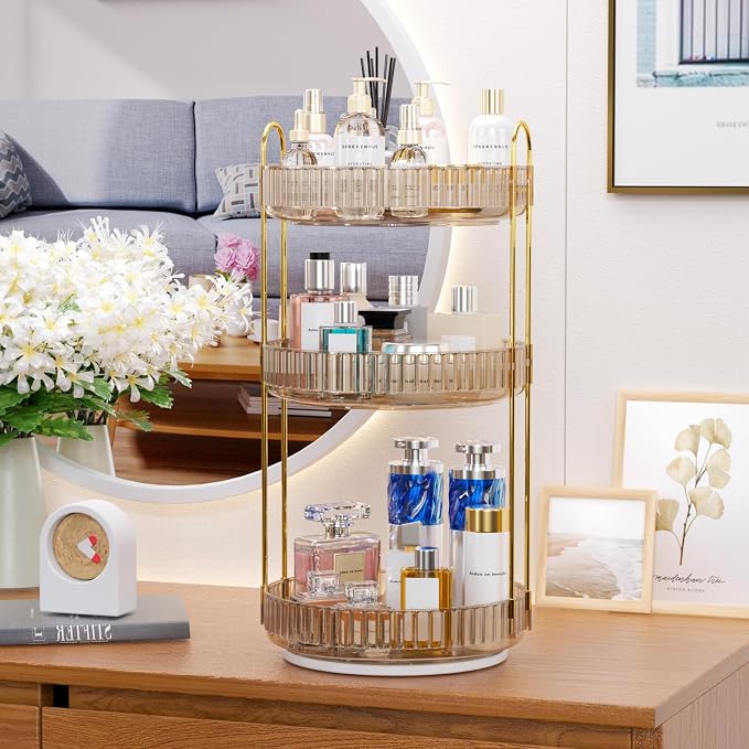 GTI 360°Rotating Makeup Organizer, 3 Tier Large Capacity Perfume Cosmetics - Image 7