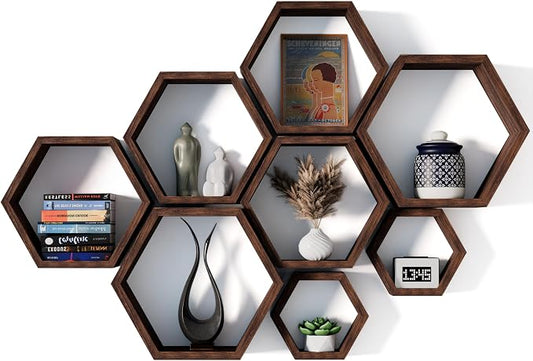 Hexagon Floating Shelves Set of 8 Honeycomb Shelves by Decovate