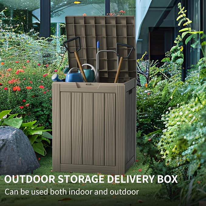28 Gallon Waterproof Resin Deck Box, Lockable Outdoor Storage Box - Image 5