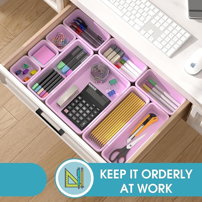 16 PCS Drawer Organizer Set, 4 Size Makeup Drawer Divider Organizer - Image 4