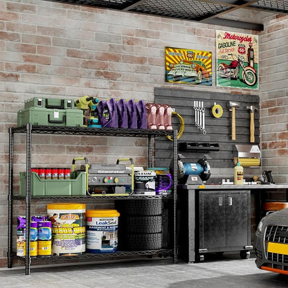 Storage Shelves, 3-Tier Adjustable Metal Industrial Utility Shelf Rack - Image 6
