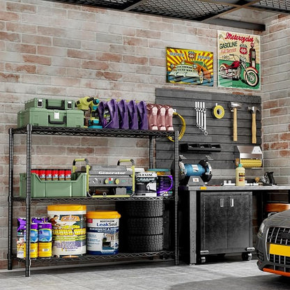 Storage Shelves, 3-Tier Adjustable Metal Industrial Utility Shelf Rack - Image 4