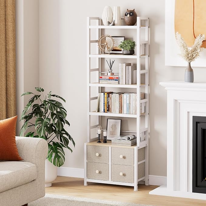 5 Tier Bookshelf, Modern Bookcase - Image 2