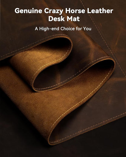 YSAGi Leather Desk Mat, 23.6"x13.8"Real Leather Desk Pad, 3mm Thick Desk Blotter - Image 2