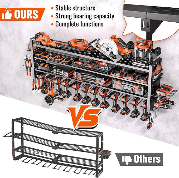 49.8" W Large Power Tool Organizer Wall Mount, Heavy Duty Tool Organizer - Image 3