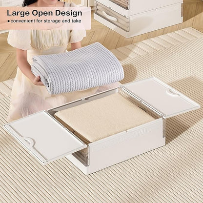 GUDEMAY Bed Sheet Organizers and Storage Plastic, Bedding Storage Box Container - Image 3