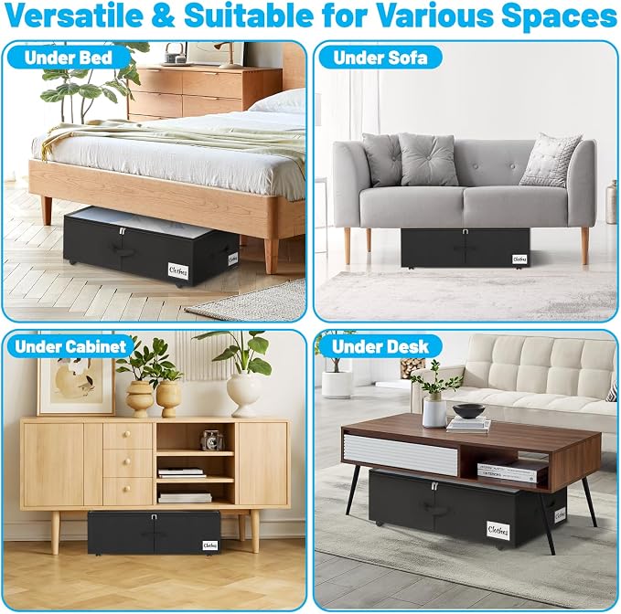 Under Bed Storage with Wheels, Quick Assembly Underbed Shoe Storage Containers - Image 5