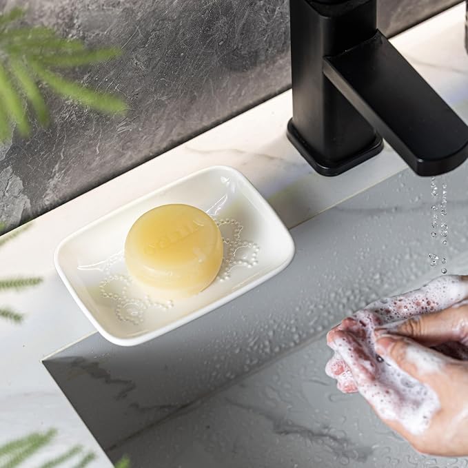 Gomakren Soap Dish for Shower, Christmas Ceramic Soap Dishes for Bar Soap Sponge - Image 2