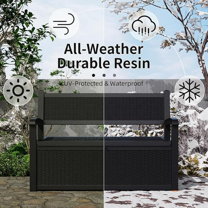 80 Gallon Storage Bench Deck Box Resin Patio Furniture - Image 5