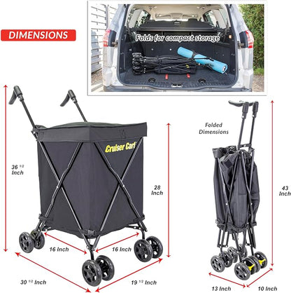 dbest Products Cruiser Cart Urban 360 Folding Shopping Grocery Collapsible - Image 4