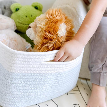 NaturalCozy Storage Baskets 16.8”x13”x7.6” Cotton Rope Woven Baskets - Image 8