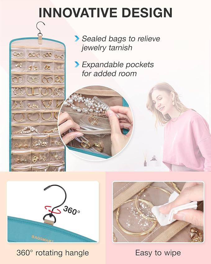 BAGSMART Hanging Jewelry Organizer, Necklace Holder Anti-tangle Earrings Rings - Image 4