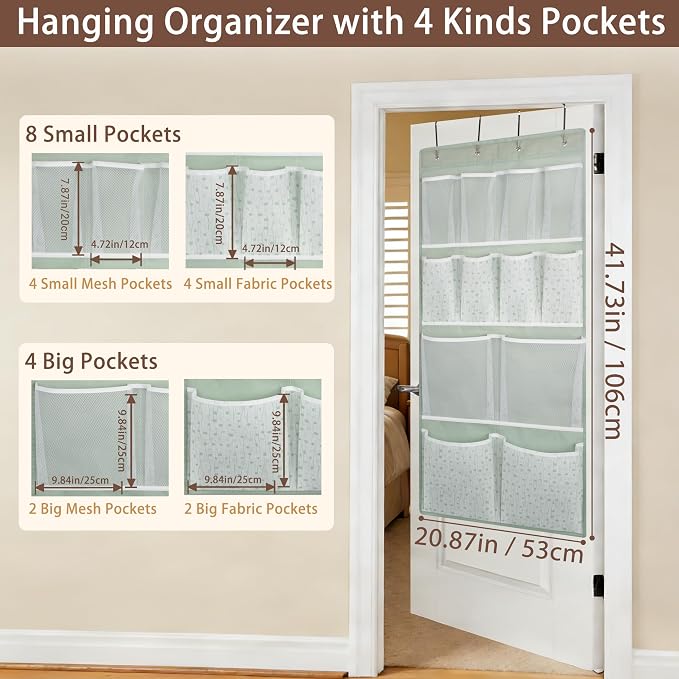 2 Pack- 12 Pocket Over Door Hanging Storage Organizer - Image 2
