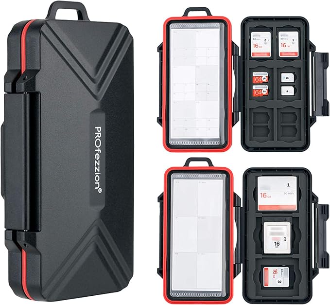 PROfezzion 48 Slots Weatherproof Memory Card Carrying Case Holder by PROfezzion