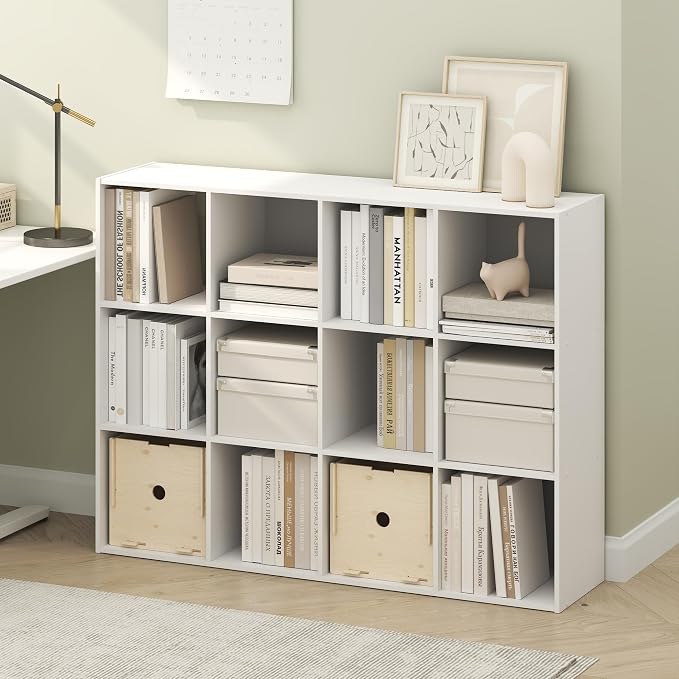 Furinno PELLI Book Shelf, 12-Cube Bookshelf, Cube Storage Organizer Bookcase by Furinno-FitsYourSpaceFitsYourBudget