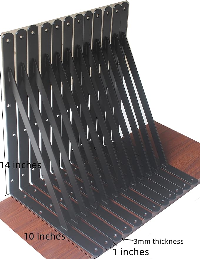 24 Pack L14 x H 10" Black Heavy Duty Shelf Brackets - Image 2