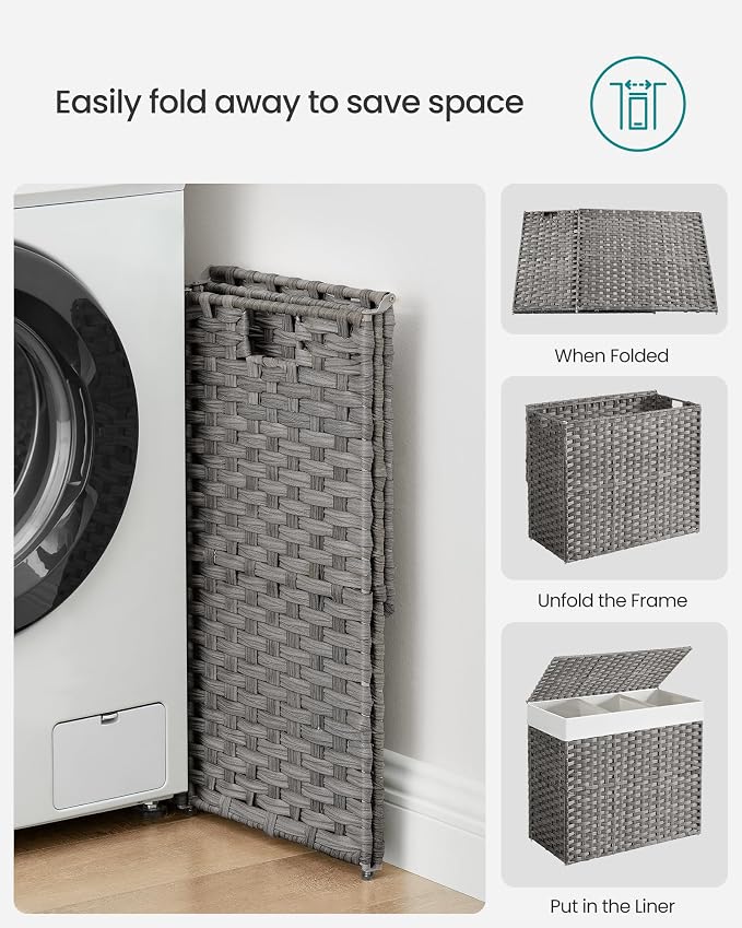 SONGMICS Laundry Hamper with Lid, 42.3 Gallons, Rolling Laundry Basket with - Image 9