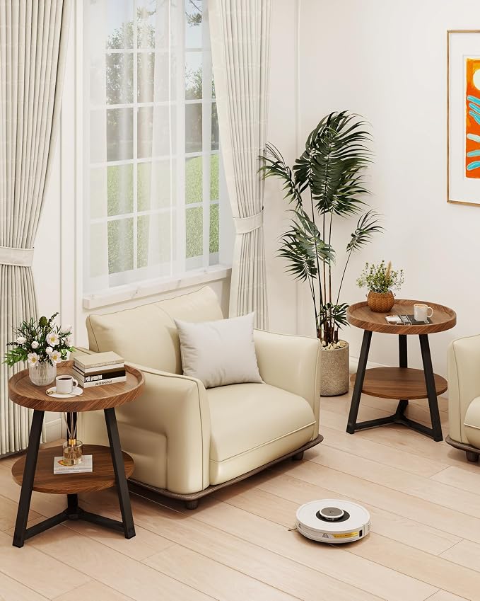 Small Round End Table, 2-Tier Side Table - Image 8