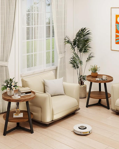 Small Round End Table, 2-Tier Side Table - Image 8