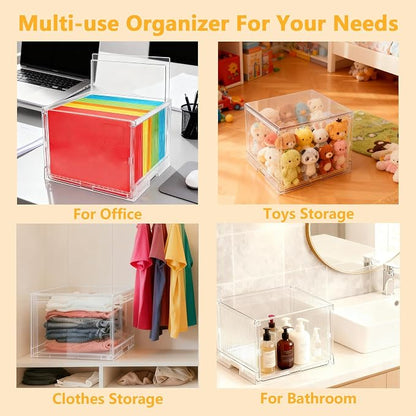 File Organizer Box with Lid, Hanging Filing Folder Organizer - Image 8