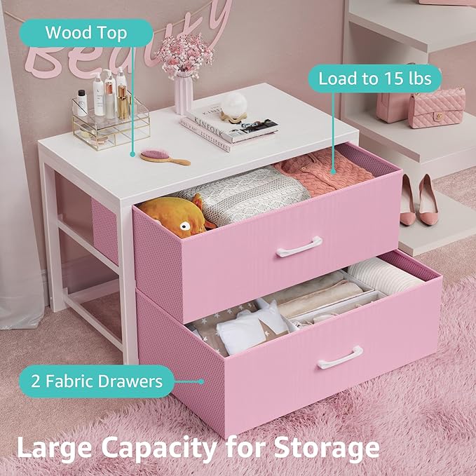 BOLUO Stackable Storage Drawers Closet Organizers and Storage Fabric White 2 - Image 4