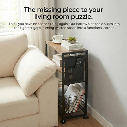 Skinny Side Table with Storage, 3 Tier Slim Side Tables - Image 12