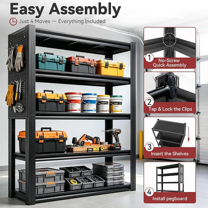 SWAJEC 47" W x 72" H x 24" D Heavy Duty Garage Shelving Unit - Image 6