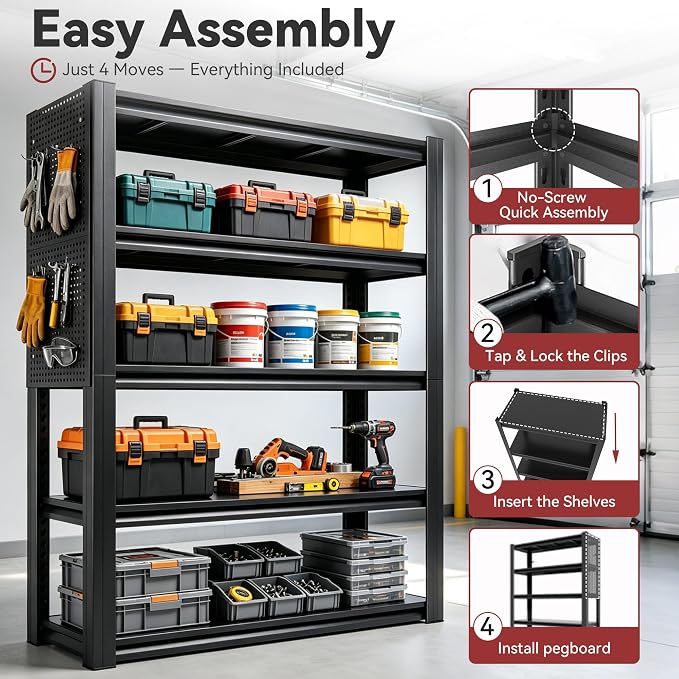 SAWJEC 18" D x 47" W x 78" H Heavy Duty Garage Shelving Unit - Image 8