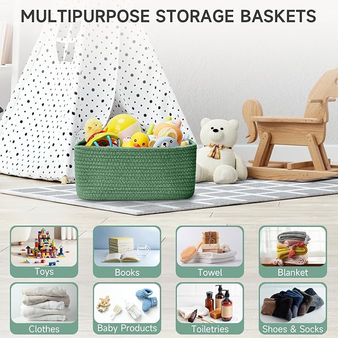 3-Pack Shelf Baskets for Organizing, Closet Organizer Bins, Small Woven Baskets - Image 5