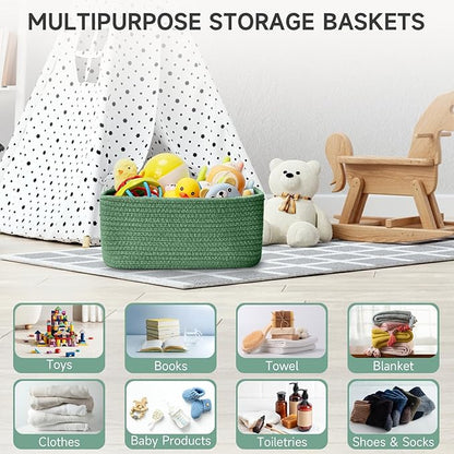 3-Pack Shelf Baskets for Organizing, Closet Organizer Bins, Small Woven Baskets - Image 5