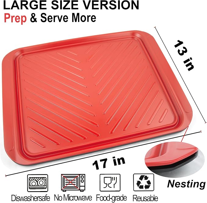 Large Grilling Prep and Serve Trays, 17.3" x 13" BBQ Platters - Image 2