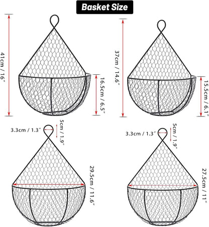 BSTKEY Set of 2, Wall-Mounted Hanging Metal Fruit Vegetable Baskets Hanging - Image 2